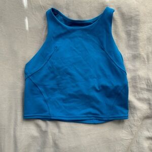 High neck racer back lululemon sports bra in discontinued color: poolside blue